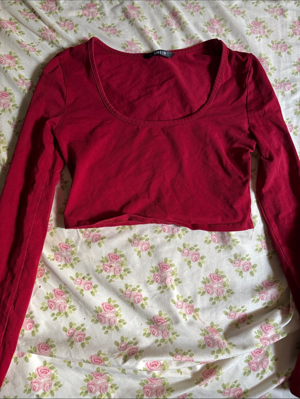 SHEIN Burgundy Red Long Sleeve Crop Top ❤️